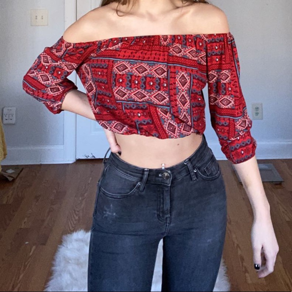Red off the shoulder top